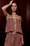 Cotton Gauze Tank Top- Mocha