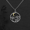 Sterling Silver Mushroom Necklace w/ Bronze Moon