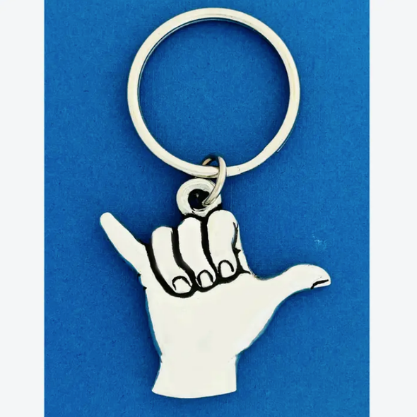 Pewter Shaka Keychain