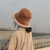 Sherpa Lined Ribbed Bucket Hat- Camel