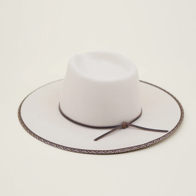 Avril Wool Felt Rancher Hat- Ivory/Tribal Band