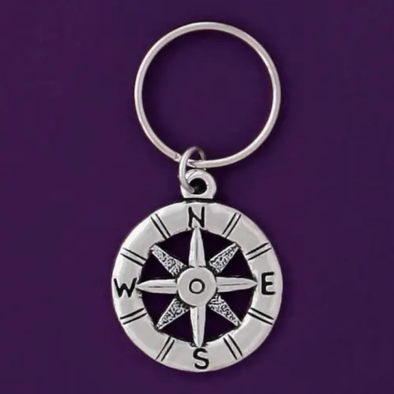 Pewter Compass Keychain