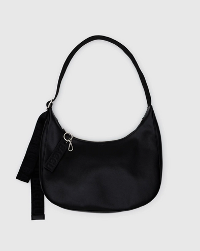 Baggu Medium Recycled Leather Crescent Bag- Black