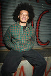 Theories Lantern Quilted Flannel Jacket- Green