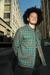Theories Lantern Quilted Flannel Jacket- Green
