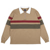 Theories Half Zip Rugby Shirt- Sand/Maroon/Olive