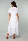 Button Front Handkerchief Midi Dress- White
