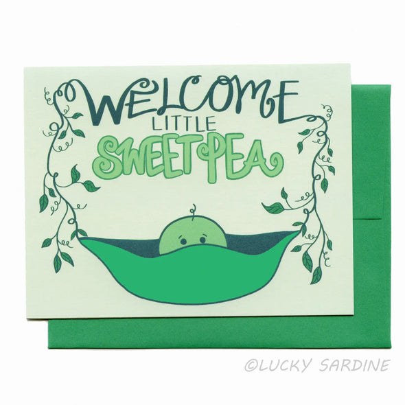 Welcome Sweet Pea Baby Shower Greeting Card