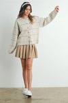 Addie Stripe Cardigan- Cream/Tan