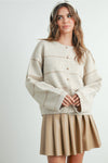 Addie Stripe Cardigan- Cream/Tan