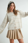 Addie Stripe Cardigan- Cream/Tan