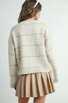 Addie Stripe Cardigan- Cream/Tan