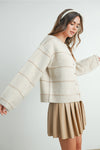Addie Stripe Cardigan- Cream/Tan