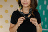 No. 046 Amy Bandana- Black/Peach/Green