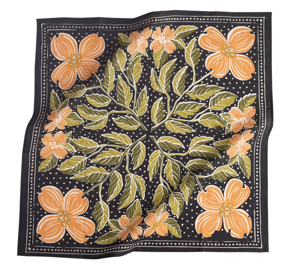 No. 046 Amy Bandana- Black/Peach/Green
