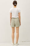 Striped Cotton Gauze Shorts- Chive Green