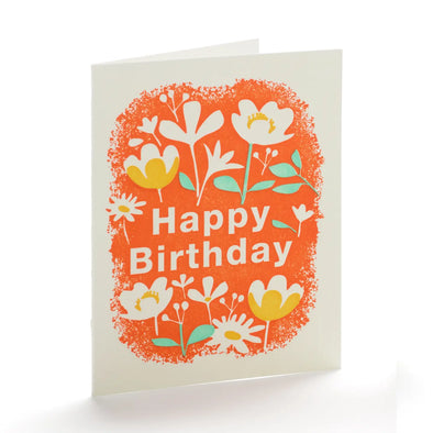 Happy Birthday Flowers- Orange