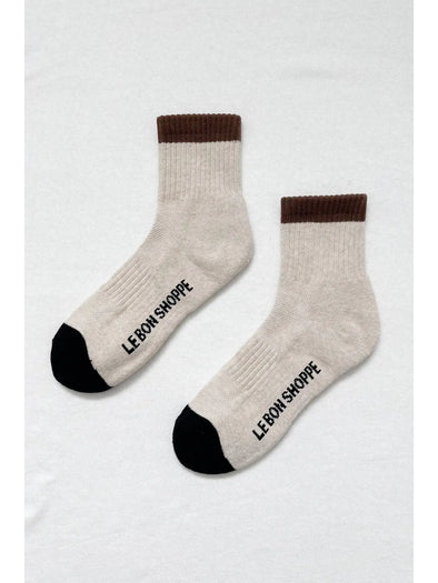 Le Bon Color Block Girlfriend Socks- Black Coffee