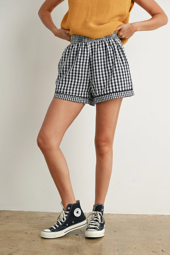 Gingham Day Shorts- Black/Ivory