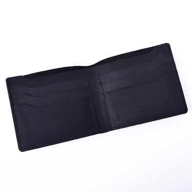 Bi-Fold Slim Leather Wallet- Black