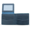 Leather Wallet w/ Flap Out Id Window- Blue