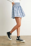 Gingham Mini Skirt- Blue/Ivory
