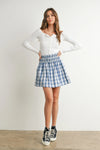 Gingham Mini Skirt- Blue/Ivory