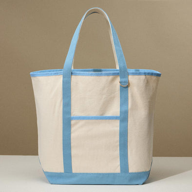 Large Canvas Tote Shoulder Bag- Light Blue