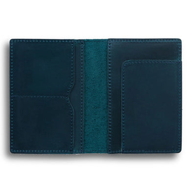Leather Passport Cover- Blue