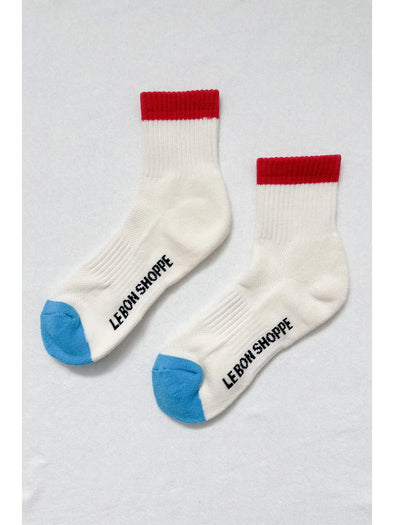 Le Bon Color Block Girlfriend Socks- Blue Red