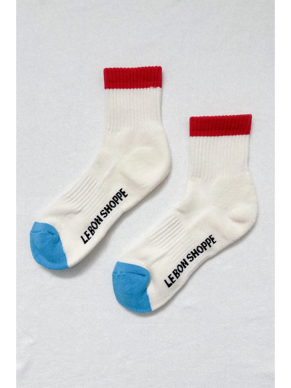 Le Bon Color Block Girlfriend Socks- Blue Red