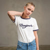 Bonjour Ringer Tee- White/Navy