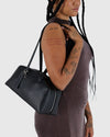 Baggu Recycled Leather Bowler Bag- Black