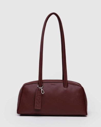 Baggu Recycled Leather Bowler Bag- Mahogany