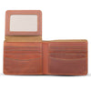Leather Wallet w/ Flap Out Id Window- Light Brown