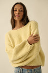 Textured Knit Bubble Sleeve Sweater- Butter