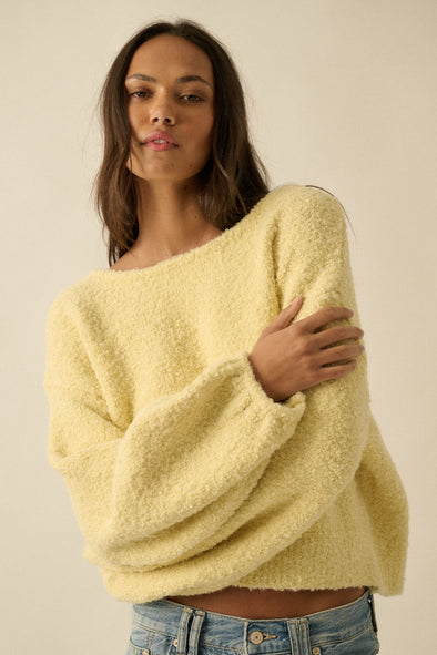 Textured Knit Bubble Sleeve Sweater- Butter