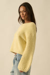 Textured Knit Bubble Sleeve Sweater- Butter