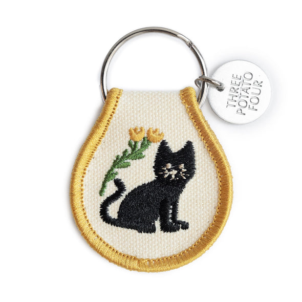 Patch Embroidered Key Chain- Black Cat
