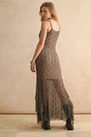 All Laced Up Sheer Layering Dress- Cement