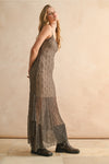 All Laced Up Sheer Layering Dress- Cement