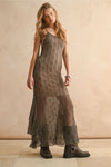 All Laced Up Sheer Layering Dress- Cement
