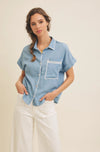 Washed Chambray Shirt- Light Denim
