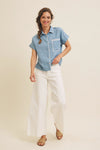 Washed Chambray Shirt- Light Denim