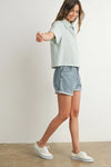 Checkered Tie-Back Polo Crop Button Up- Yellow/Blue