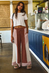 Coffee Date Wide Leg Chill Pants- Rust/Pink/White