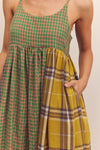 Contrast Plaid Mix Cami Maxi Dress-Multi