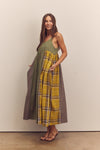 Contrast Plaid Mix Cami Maxi Dress-Multi