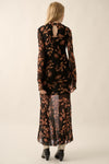 Evie Floral Mesh Maxi Dress- Black