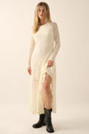 Sifer Floral Lace Maxi Dress- Cream